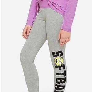 Justice Softball Leggings with Pink Elastic Waistband